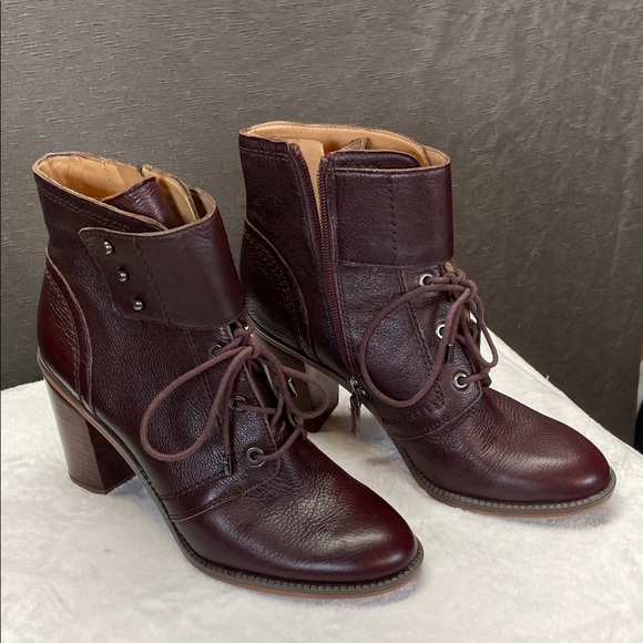 Franco Sarto Shoes - Franco Sarto Dark Red Lace-Up Ankle Boots